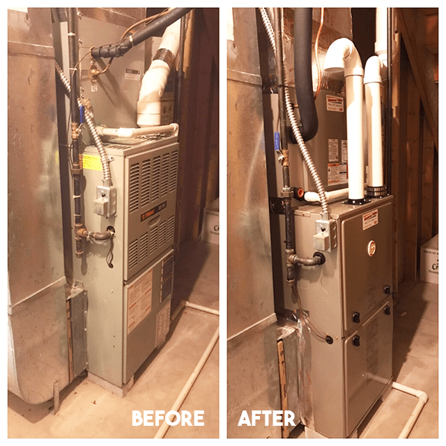Evaporator coil installed on gas furnace at a Toledo area home, by Maumee Valley Heating & Air Conditioning.